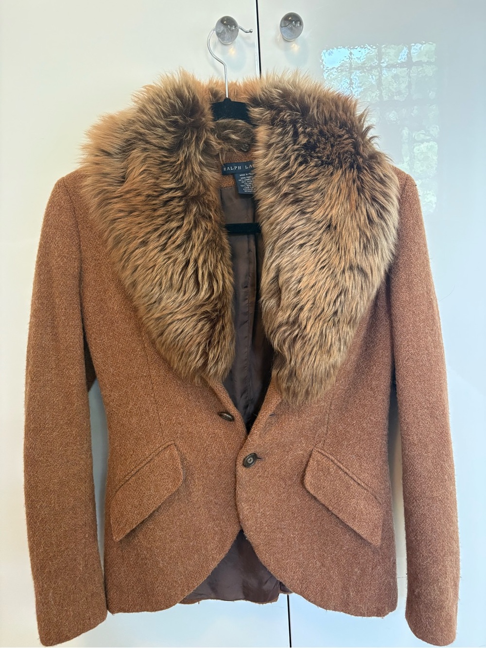 Ralph Lauren Blue Label Lambs Wool Jacket with Fur Collar - Picture 4 of 5